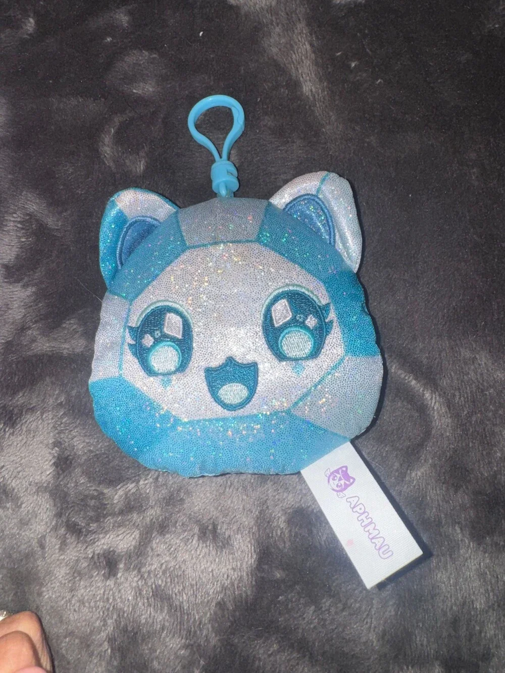 Arphmau Plush Cat Keychain Pink and Blue Glitter Soft Toys